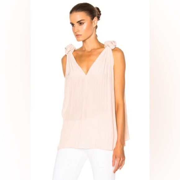 Smythe Tops - SMYTHE satin powder pink knotted shoulder V neck sleeveless blouse medium Vguc